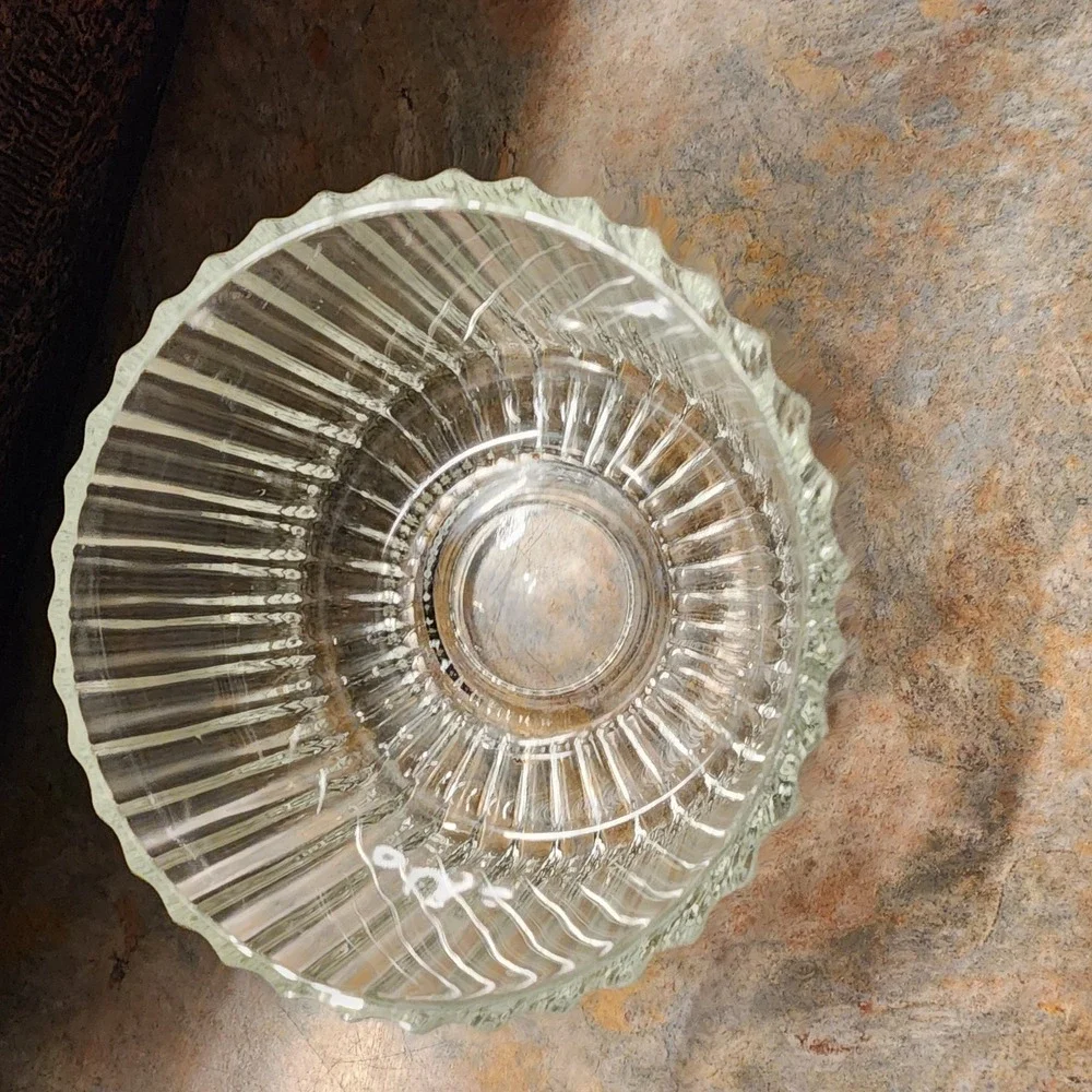 Clear Covered Condiment Jam Jar with Hole for Spoon, likely Jeannete Glass